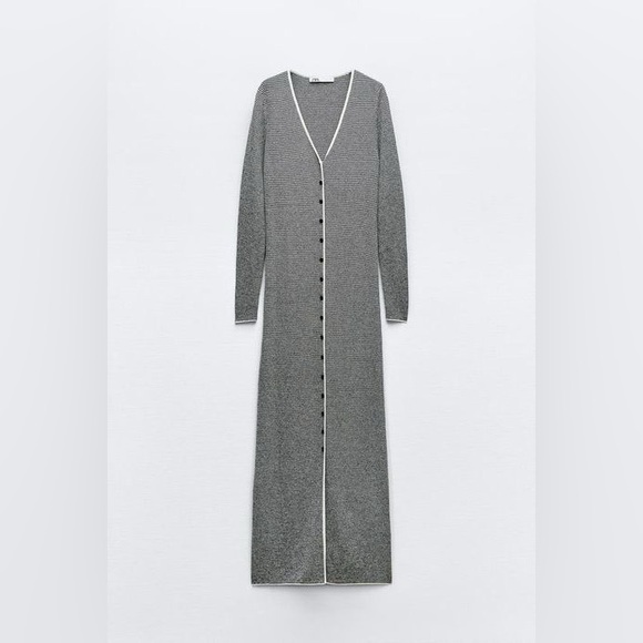 Zara Striped Knit Midi Dress - Size Medium - Picture 3 of 10